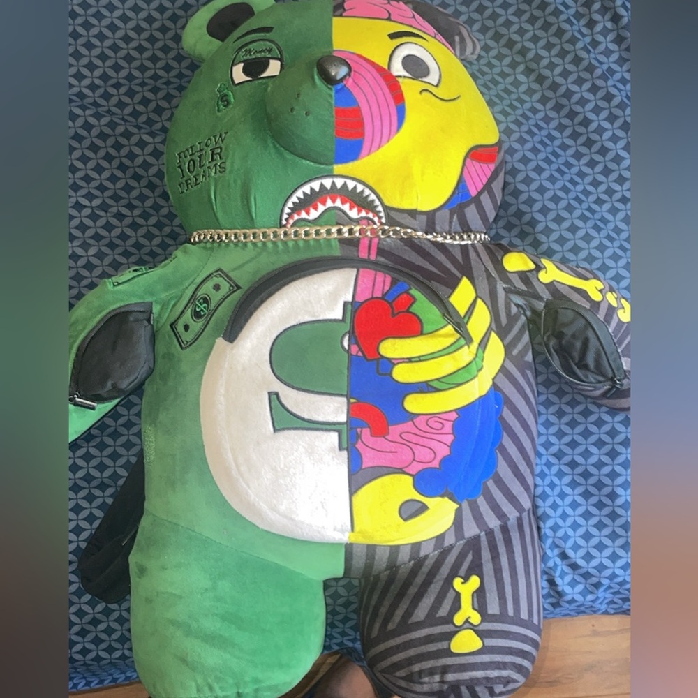 Sprayground Multicolor Patchwork Bear Plush